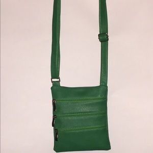 Green, Four Zipper, Strap Bag
